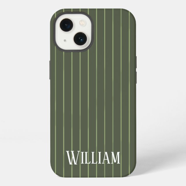 Coque iPhone Étui Case-Mate pour iPhone à rayures vert olive (Verso)