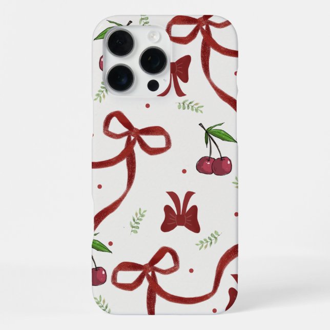 Coque iPhone Étui 'Cherry Ribbon Coquette' pour iPhone 16 Pro M (Verso)