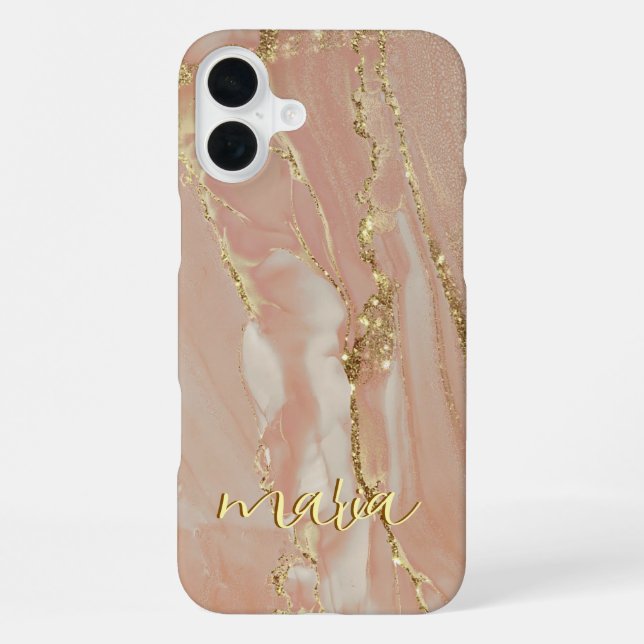 Coque iPhone Étui chic monogrammé à encre d'alcool - Mate iPhon (Verso)