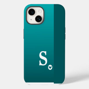 Coque Pour iPhone 14 Étui chic simple moderne cœur vert girly monogramm