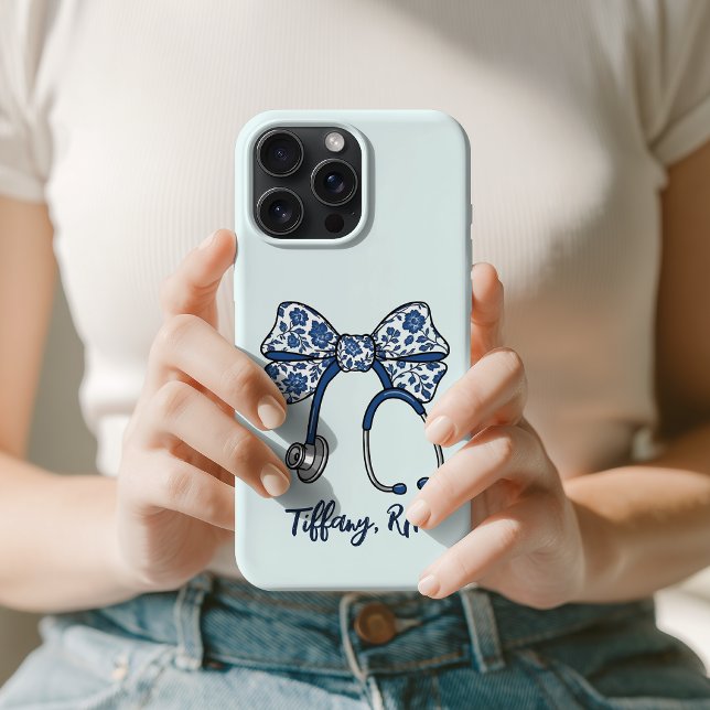 Coque iPhone Étui Chinoiserie Coquette Stéthoscope pour la remi (registered nurse, rn graduation, nurse practitioner, nursing school gift, medical school graduate)