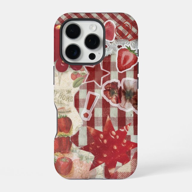Coque iPhone Étui Collage Ruban Fraise Rouge | Esthétique Migno (Verso)