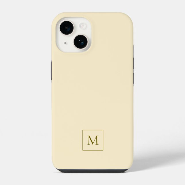 Coque iPhone Étui crème moderne minimal élégant monogramme init (Verso)