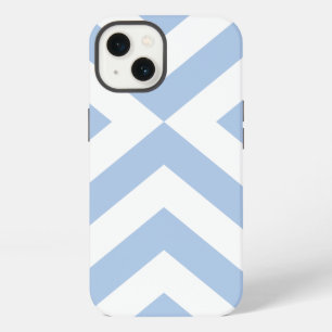 Etui iPhone 13 Étui de batterie à chevrons bleu clair et blanc