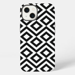 Etui iPhone 13 Étui de batterie à méandre noir et blanc