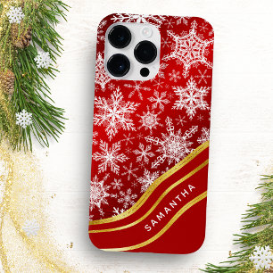 Coque Pour Pour iPhone 14 Pro Max Étui de Noël personnalisé avec flocons de neige ro