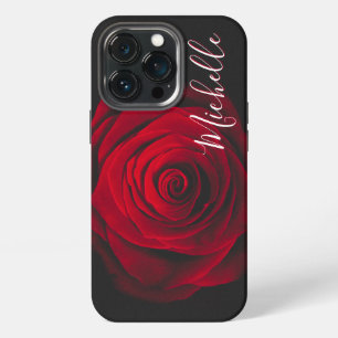 Etui iPhone 13 Pro Étui de photographie vintage de rose rouge avec mo