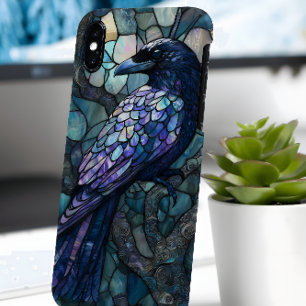 Coque iPhone 16 Pro Étui de style vitrail teinté Raven (faux) pour iPh