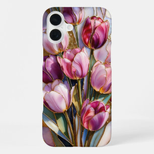 Coque iPhone 16 Plus Étui de téléphone à bouquet de tulipes roses Cadea