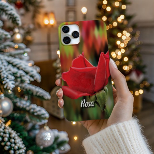 Coque iPhone Étui de téléphone à bud de rose haute définition p (Personalize Your Tech! Add a custom name to this artistic phone case. It's the perfect unique gift!)