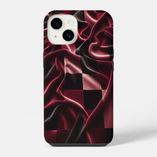 Coque Pour iPhone 14 Étui de téléphone à carreaux en velours rouge et n