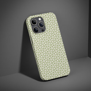 Etui iPhone 13 Pro Max Étui de téléphone à carreaux verts floraux pour fe