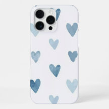 Étui de téléphone à cœur aquarelle bleu