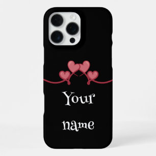 Coque iPhone 16 Pro Max Étui de téléphone à coeur d'amour avec nom personn
