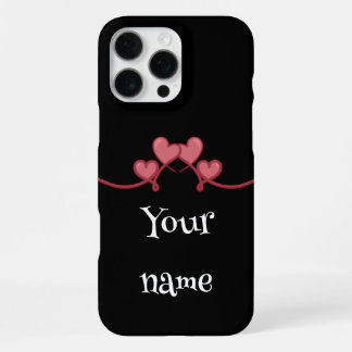 Coque iPhone 16 Pro Max Étui de téléphone à coeur d'amour avec nom personn