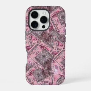 Coque iPhone 16 Pro Étui de téléphone à esthétique d'argent rose 💸💖