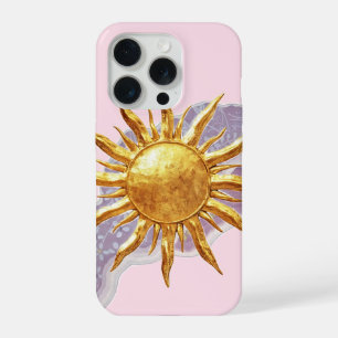 Coque iPhone 15 Pro Étui de téléphone à esthétique solaire dorée – Ros
