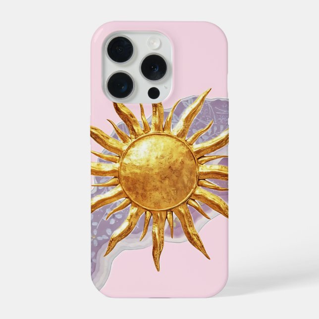 Coque iPhone Étui de téléphone à esthétique solaire dorée – Ros (Verso)