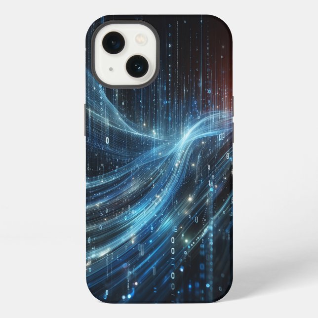 Coque iPhone Étui de téléphone à flux de données en code binair (Verso)