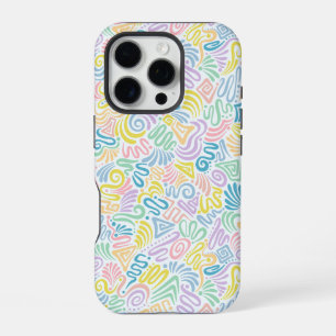 Coque iPhone 16 Pro Étui de téléphone à gribouillis amusant et coloré