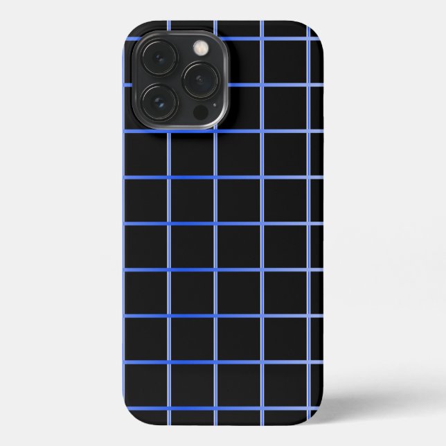 Coque iPhone Étui de téléphone à grille bleue minimal | Géométr (Verso)