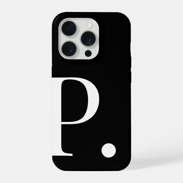 Coque iPhone Étui de téléphone à lettre initiale noire personna (Verso)