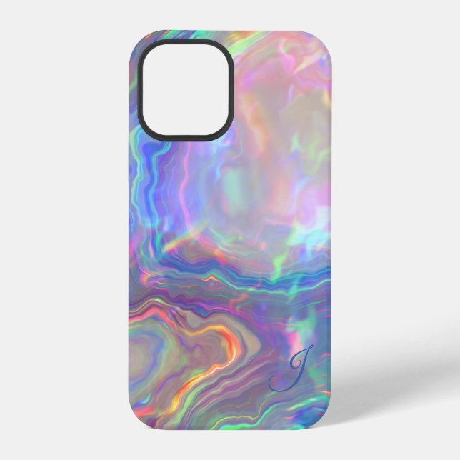 Coque iPhone Étui de téléphone à monogramme en opale (Verso)