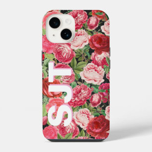 Coque Pour iPhone 14 Étui de téléphone à monogramme personnalisé Rose v