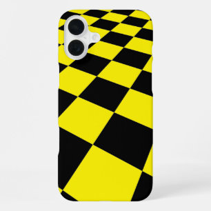 Coque iPhone 16 Plus Étui de téléphone à motif carré noir et jaune