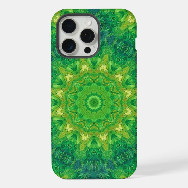 Coque iPhone Étui de téléphone à motif circulaire vert (Verso)
