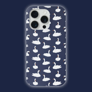 Coque iPhone 15 Pro Étui de téléphone à motif cygne bleu moderne éléga