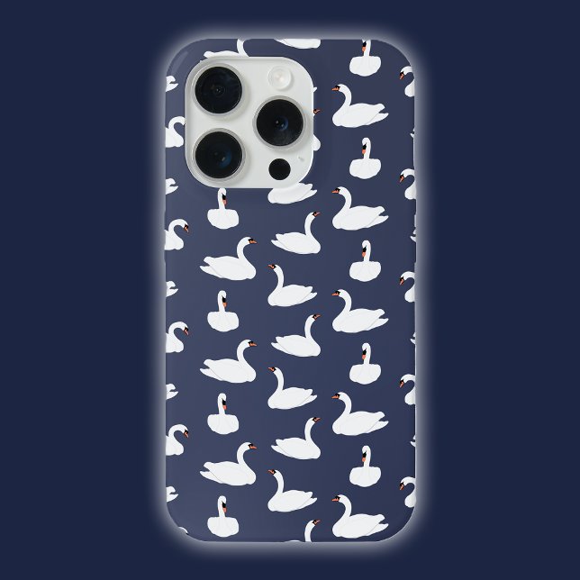 Coque iPhone Étui de téléphone à motif cygne bleu moderne éléga (Swan Phone)