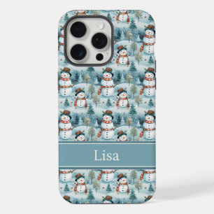Coque iPhone 15 Pro Max Étui de téléphone à motif de bonhomme de neige ave
