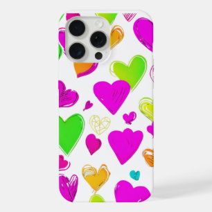 Coque iPhone 15 Pro Max Étui de téléphone à motif de cœur coloré L vibra