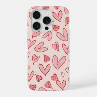 Coque iPhone 15 Pro Étui de téléphone à motif de cœur rose mignon