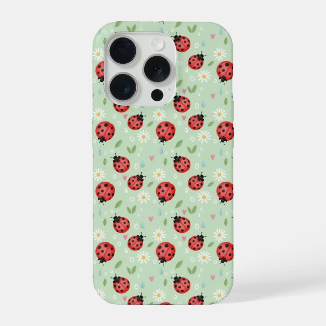 Coque iPhone Étui de téléphone à motif de fleur de coccinelle (Verso)