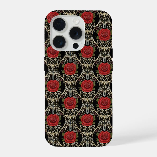 Coque iPhone Étui de téléphone à motif de roses gothiques (Verso)