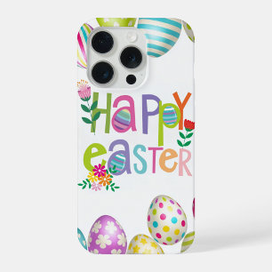 Coque iPhone 15 Pro Étui de téléphone à motif d'oeuf floral de Pâques 