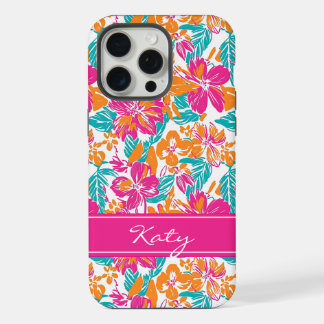 Coque iPhone 15 Pro Max Étui de téléphone à motif floral lumineux (nom)