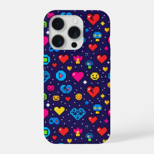 Coque iPhone 15 Pro Étui de téléphone à motif pixel rétro 8 bits