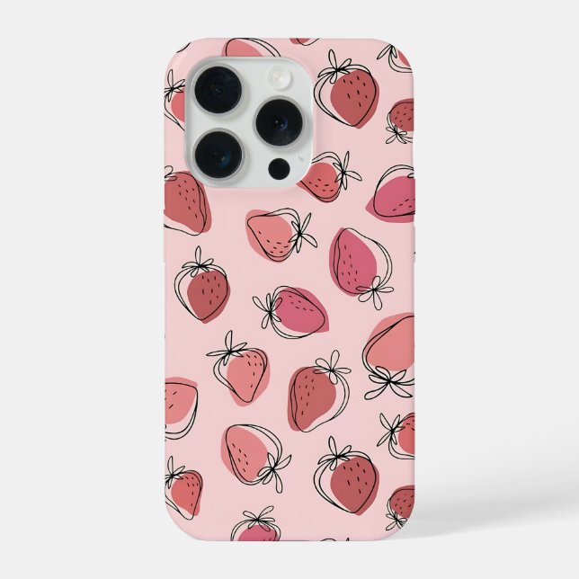 Coque iPhone Étui de téléphone à motif rose fraise mignon (Verso)