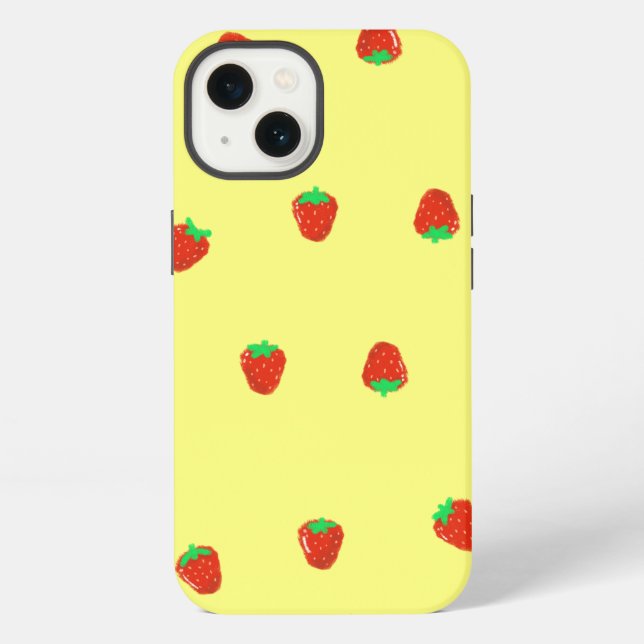 Coque iPhone Étui de téléphone à motif simple de fraise mignon (Verso)