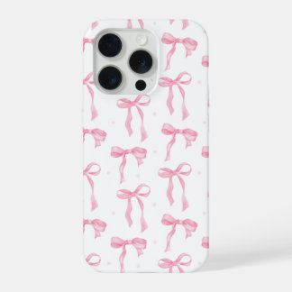 Coque iPhone 15 Pro Étui de téléphone à nœud rose – Motif chic noir et