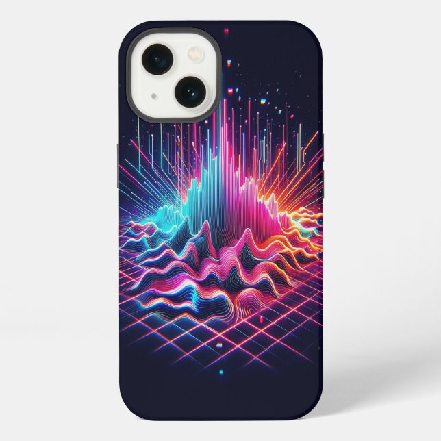 Coque iPhone Étui de téléphone à ondes sonores numériques Cyber (Verso)