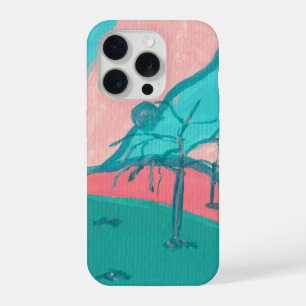 Coque iPhone 15 Pro Étui de téléphone à paysage minimaliste rose et ve