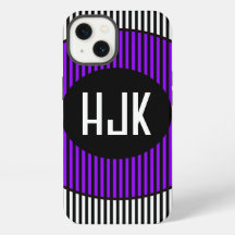 Étui de téléphone à rayures violettes NOIR & BLANC