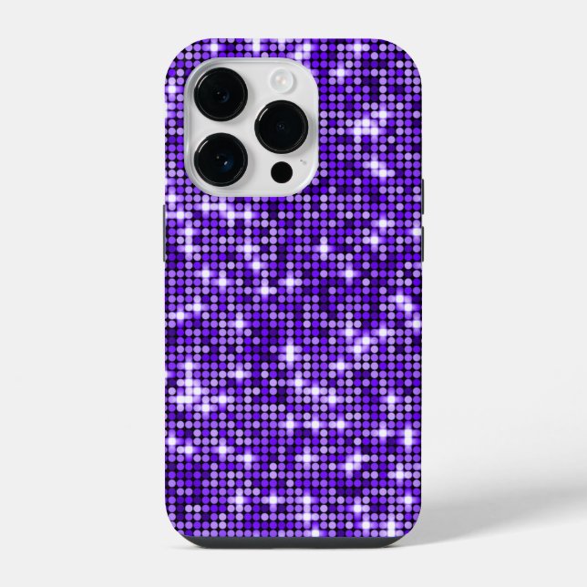 Coque iPhone Étui de téléphone à sequins violets (Verso)