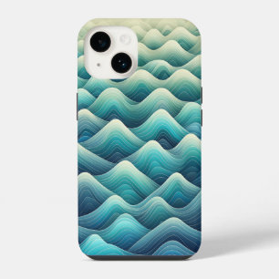Coque Pour iPhone 14 Étui de téléphone à vagues dégradées bleu sarcelle