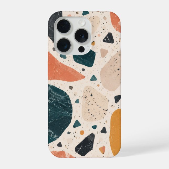 Coque iPhone Étui de téléphone abstrait en terrazzo moderne (Verso)