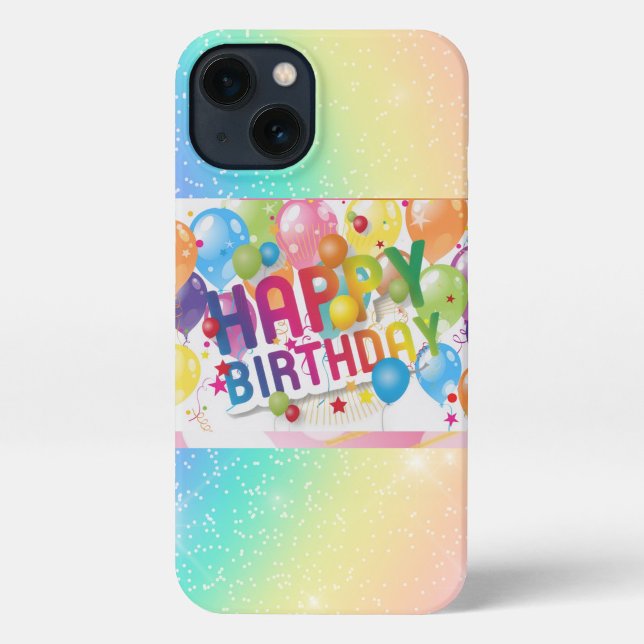 Coque iPhone Étui de téléphone anniversaire arc-en-ciel ("Birthday Vibes, right in your hand")